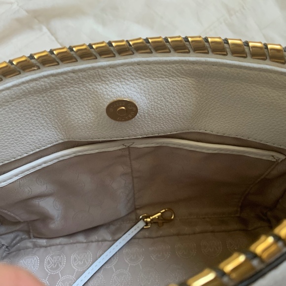 Michael Kors White/Gold Leather Satchel/Shoulder Handbag - Picture 10 of 12